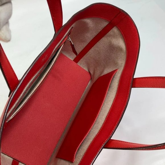 Auth HERMES maxi box cover 30 Hand Bag Tote Bag Evercolor / Epsom Red - Picture 14 of 14